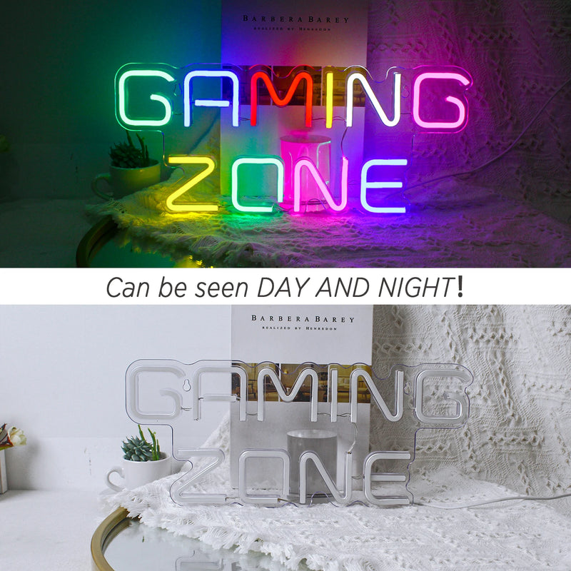 Gaming Zone Neon LED Sign – USB Powered Wall Decor, Multicolor Game Neon Lights for Game Room, Bedroom, and Gamer Gifts