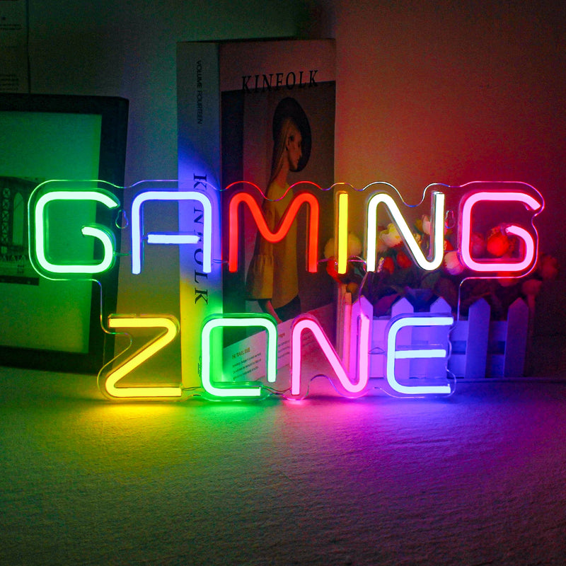 Gaming Zone Neon LED Sign – USB Powered Wall Decor, Multicolor Game Neon Lights for Game Room, Bedroom, and Gamer Gifts