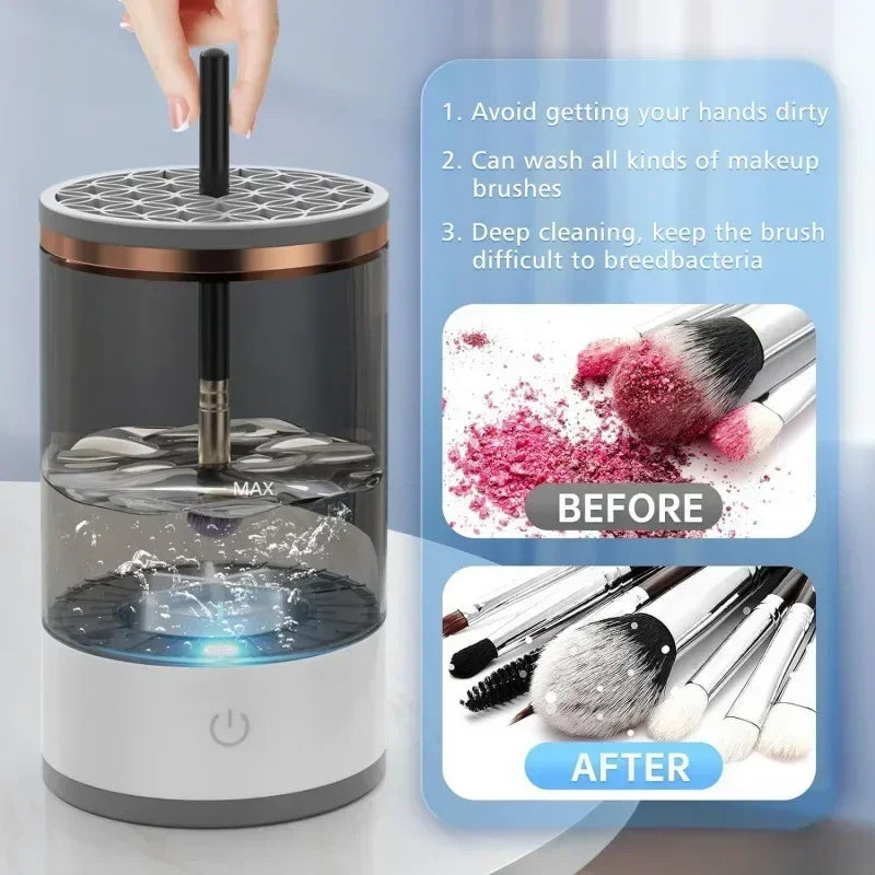 Applience - USB Electric Makeup Brush Cleaner Portable 3 In 1 Makeup Brushes Drying Rack Lazy Cleaning Brush Washer Quick Dry Tool New