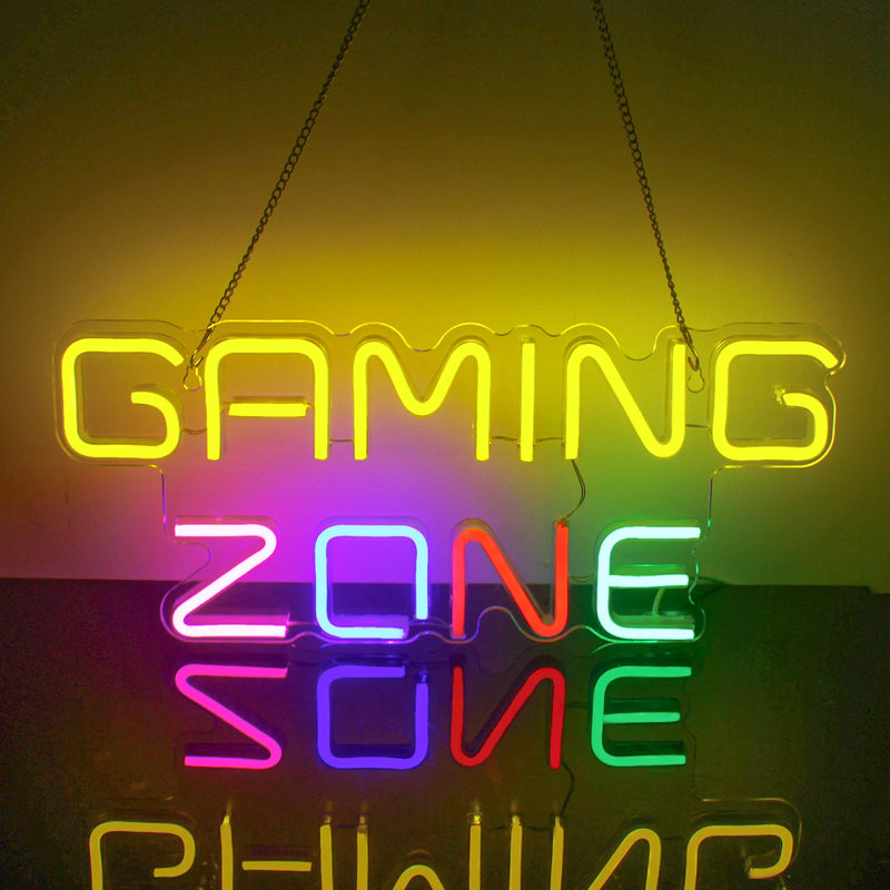 Gaming Zone Neon LED Sign – USB Powered Wall Decor, Multicolor Game Neon Lights for Game Room, Bedroom, and Gamer Gifts