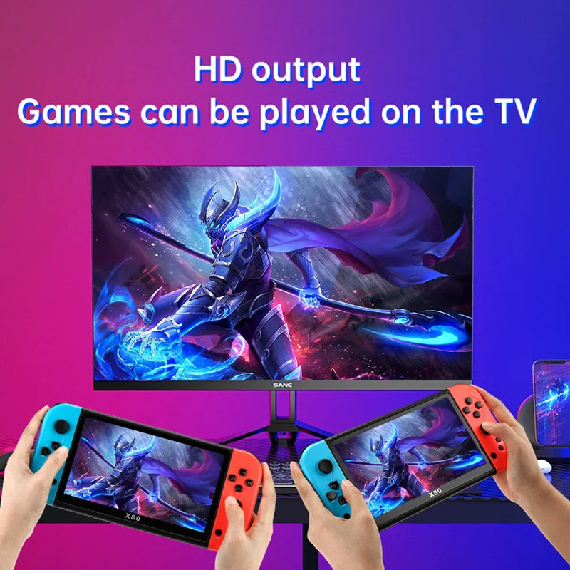 X80 Retro Handheld Console with 20000+ Classic Games – 7.0 Inch TFT Screen, Portable Pocket Video Game Player, HD TV Output