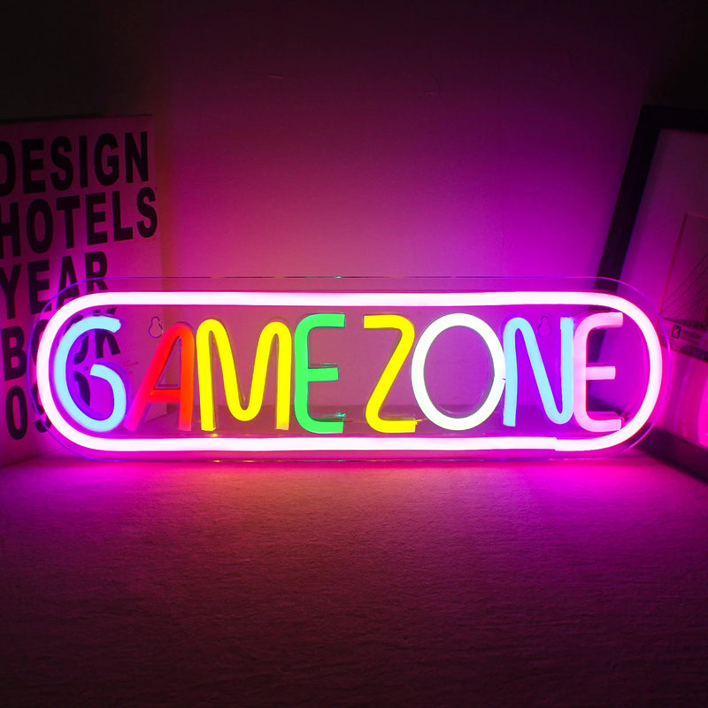 Gaming Zone Neon LED Sign – USB Powered Wall Decor, Multicolor Game Neon Lights for Game Room, Bedroom, and Gamer Gifts