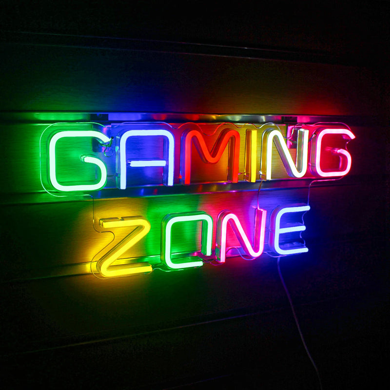 Gaming Zone Neon LED Sign – USB Powered Wall Decor, Multicolor Game Neon Lights for Game Room, Bedroom, and Gamer Gifts