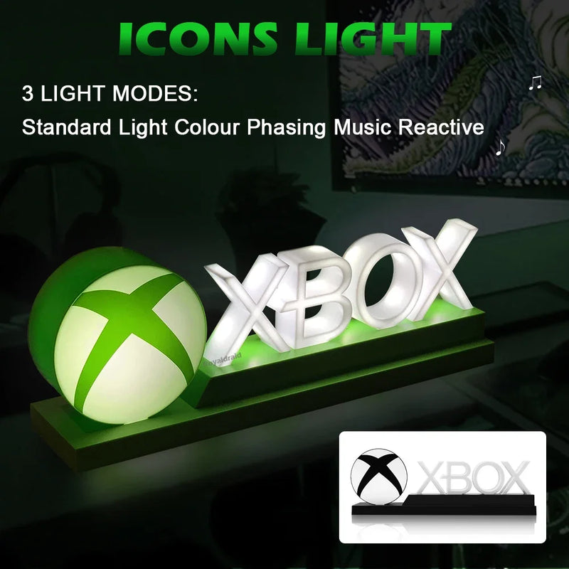 NEW Game Icon Light Lamp for X-BOX – Voice Control Decorative LED Desktop Lamp, Music Atmosphere Night Light